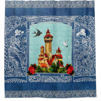 Rideaux De Douche Collage vintage Retro avec dentelle et fleurs