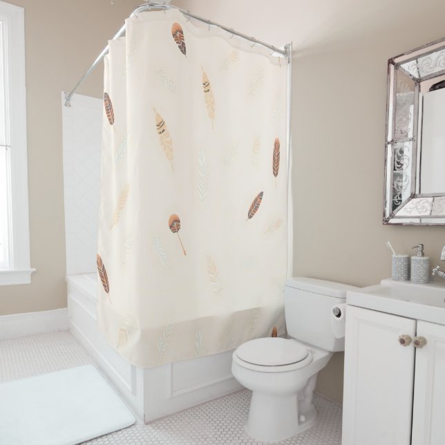 Rideaux De Douche Collection Boho Luxe Plumes Populaires (En situation)