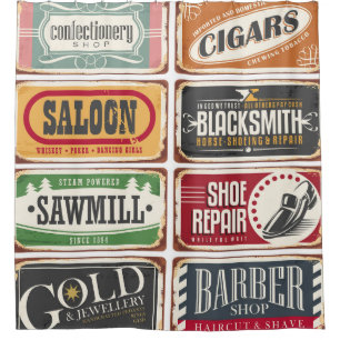 Rideaux De Douche Collection d'affiches vintages. Boutique rétro