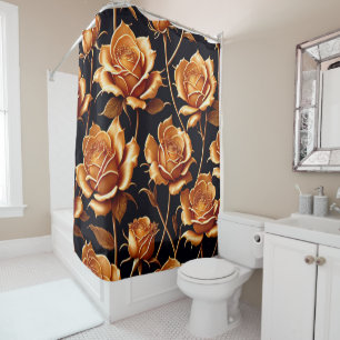 Rideaux De Douche Collection de Roses de luxe branché Boho Gold