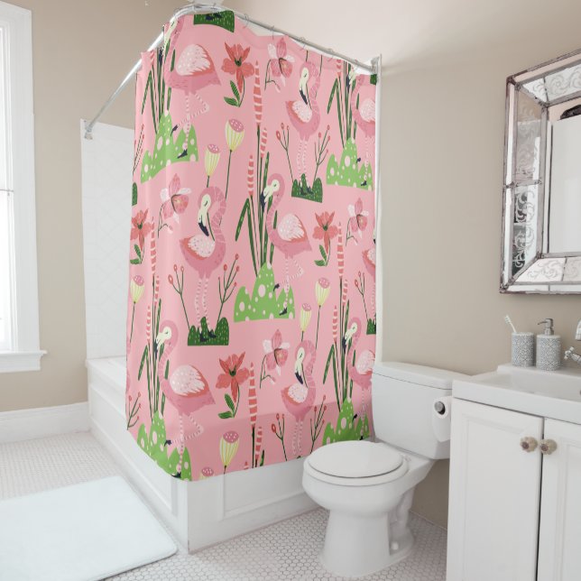 Rideaux De Douche Collection Été Flamingo Un Design 4 (En situation)
