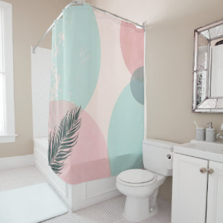 Rideaux De Douche Collection Moderne Abstraite Rose Pâle Menthe