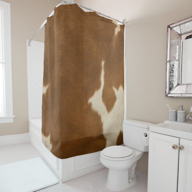 Rideaux De Douche Collection moderne Vache Faux Cuir Élégante (En situation)