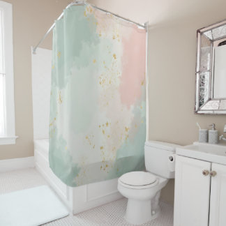 Rideaux De Douche Collection Populaire Abstrait Rose Pâle Menthe