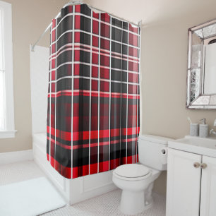 Rideaux De Douche Collection populaire Abstraite rouge noir plaid