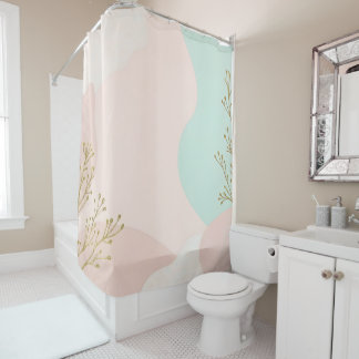 Rideaux De Douche Collection Tendance Abstraite Rose Pâle Menthe