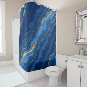 Rideaux De Douche Collection tendance Royal Blue Gold Marble Collect