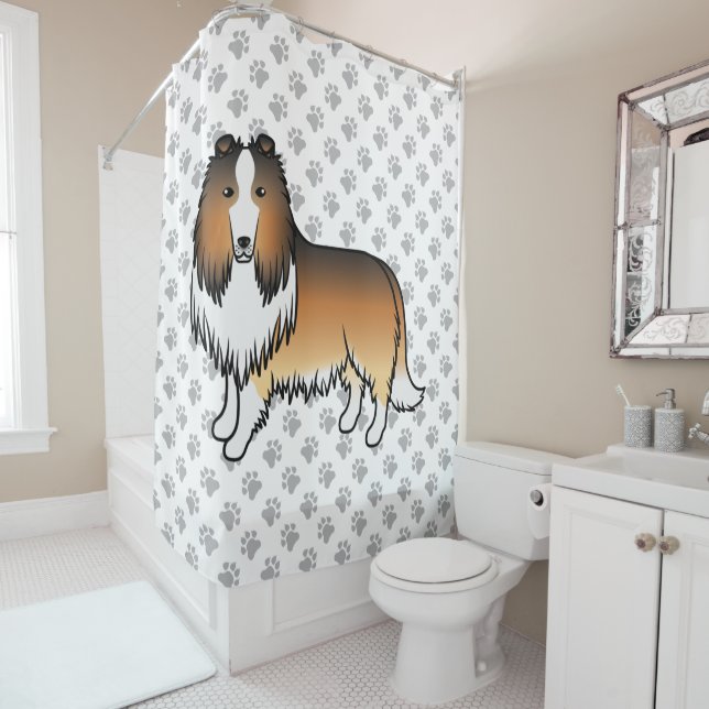 Rideaux De Douche Colley Rough Sable Chien de Dessin Animé Mignon &  (En situation)