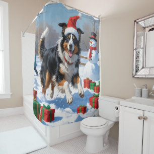 Rideaux De Douche Colley Roux Courant dans la Neige avec un Chapeau