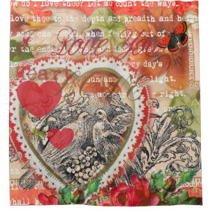 Rideaux De Douche Collezione d'arte cuori di uccelli dell'amore ross