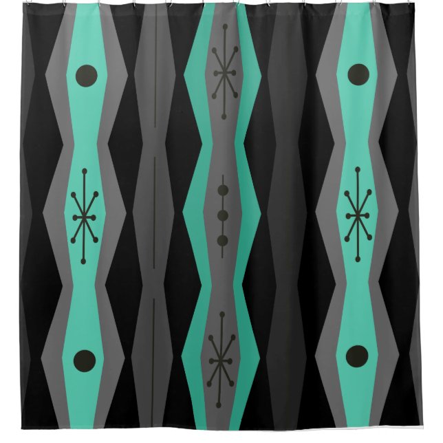 Rideaux De Douche Colonnes Abstraites de l'ère atomique Turquoise no (Devant)