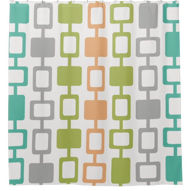 Rideaux De Douche Colonnes Carrés modernes du milieu du siècle (Devant)