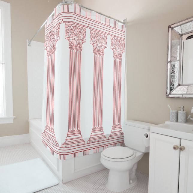 Rideaux De Douche Colonnes roses (En situation)