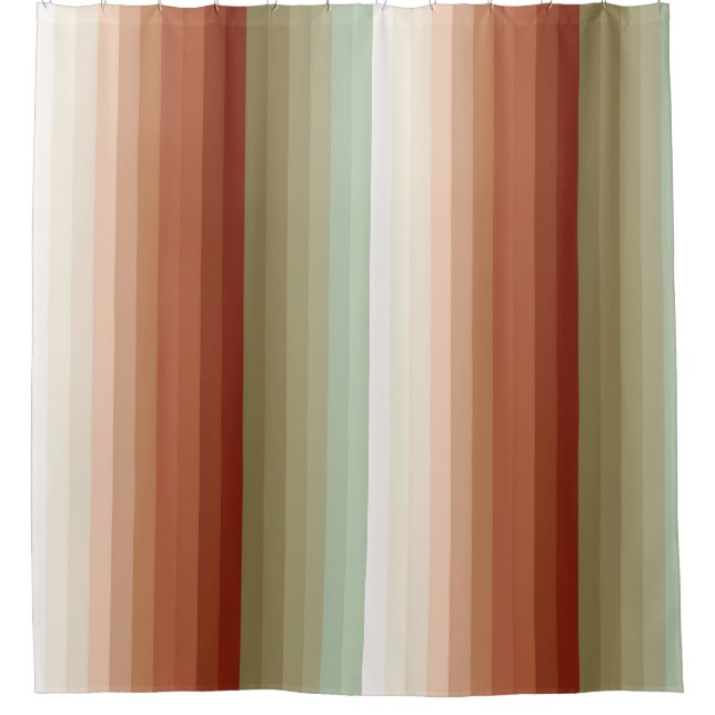 Rideaux De Douche Colorant de la Terre rayé (Devant)