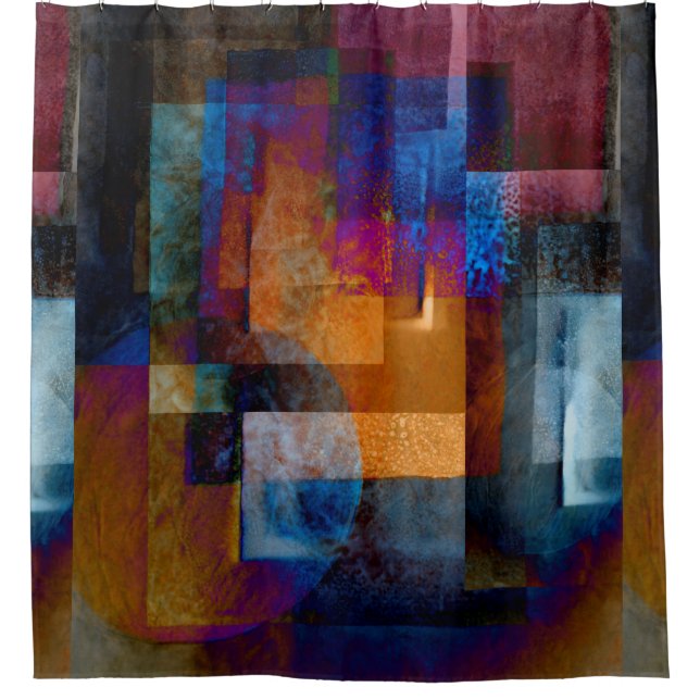 Rideaux De Douche Coloré Abstrait Géométrique Grunge industriel (Devant)