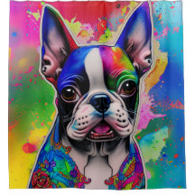 Coloré Boston Terrier Peinture Splashes