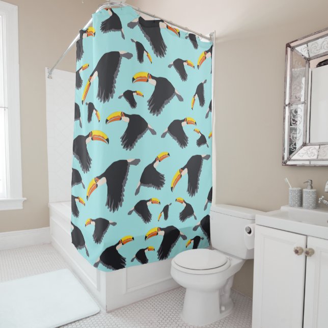 Rideaux De Douche Coloré Toucan Tropical Bird Motif (En situation)