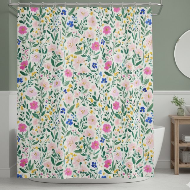 Rideaux De Douche Colorful Floral Shower Curtain (elegant preppy colorful floral garden shower curtain)