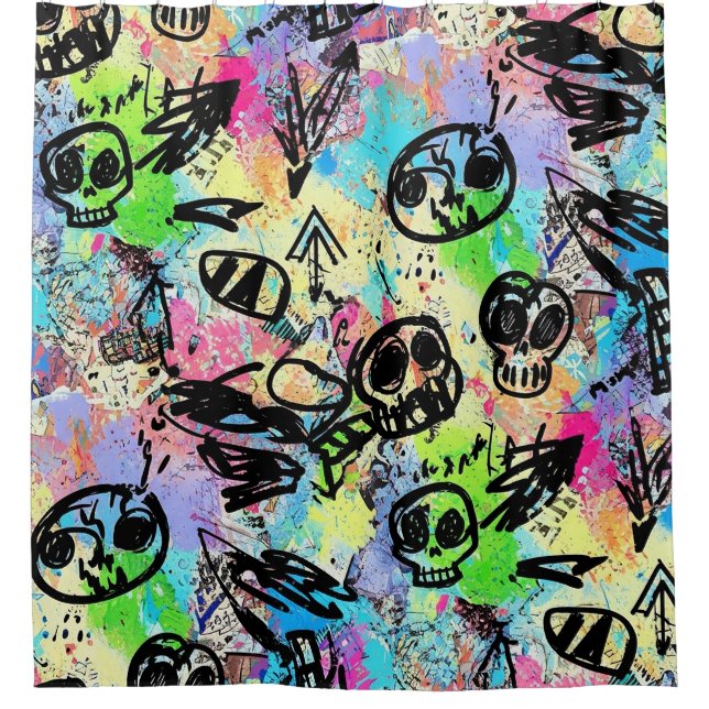 Rideaux De Douche Colorful Urban Graffiti Pattern (1) (Devant)