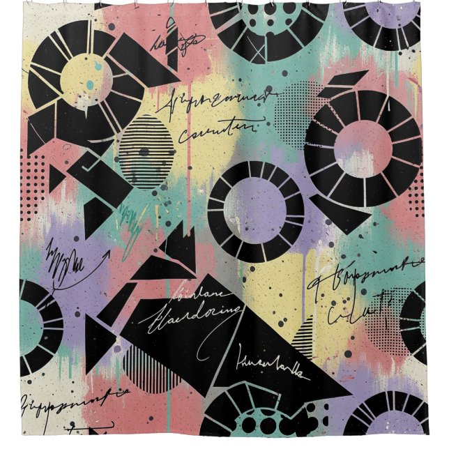 Rideaux De Douche Colorful Urban Graffiti Pattern (10) (Devant)