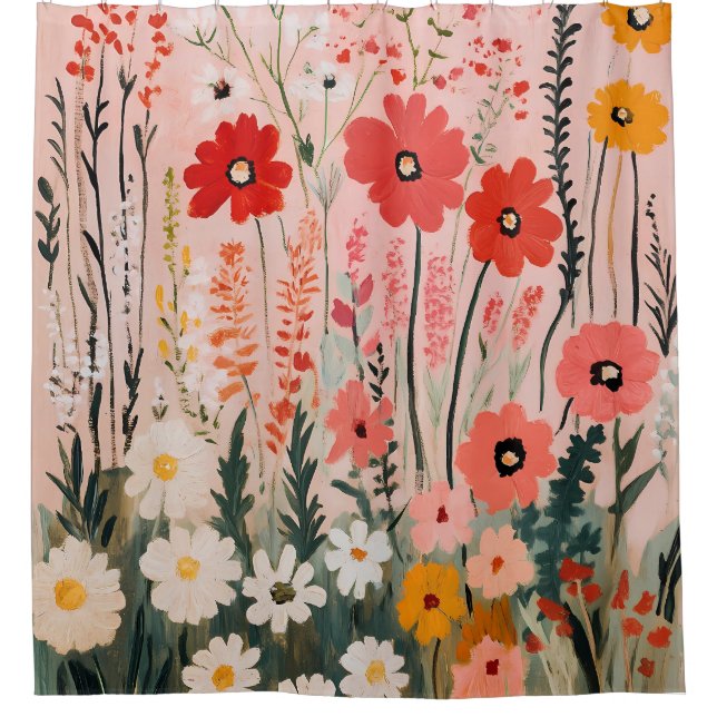 Rideaux De Douche Colorful wildflowers field painting (Devant)