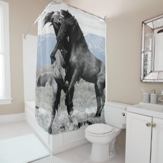 RIDEAUX DE DOUCHE COMBATTRE LES CHEVAUX SAUVAGES PHOTOGRAPHIE DOUCHE