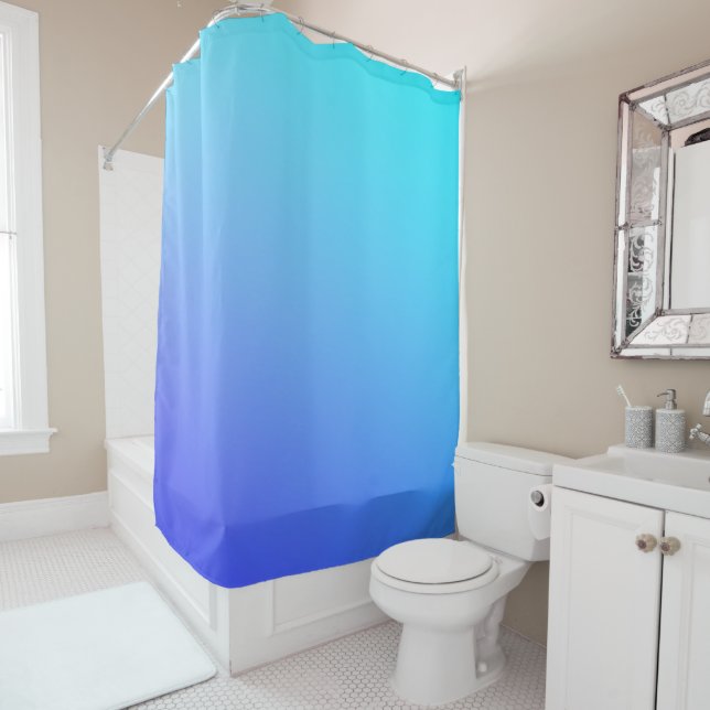 Rideaux De Douche Combinaison de couleurs bleu Two Tone   (En situation)