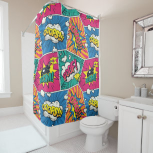 Rideaux De Douche Comic rétro coloré Motif sans couture - Pop Art
