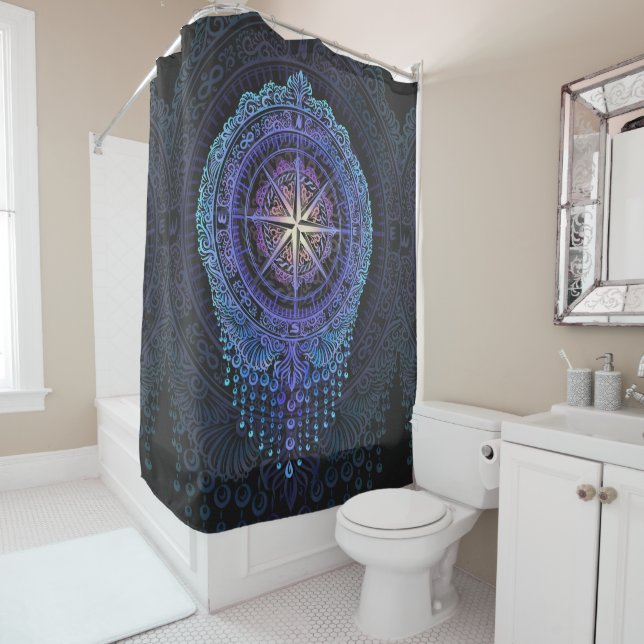Rideaux De Douche Compas céleste Mandala (En situation)