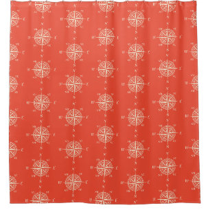 Rideaux De Douche Compas de navigation nautique corail