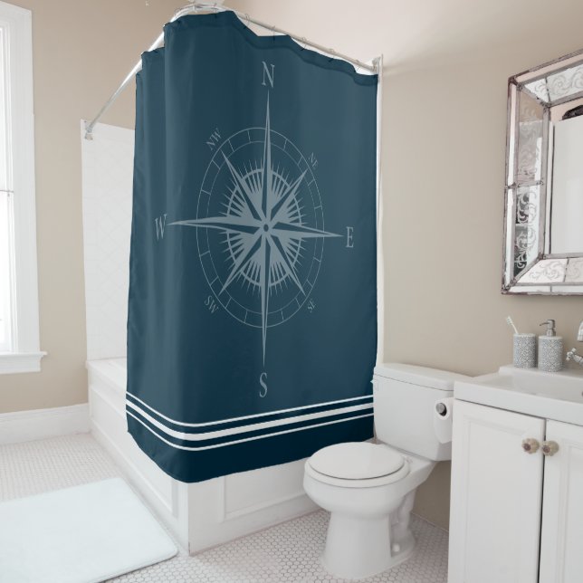 Rideaux De Douche Compas nautique rustique (En situation)