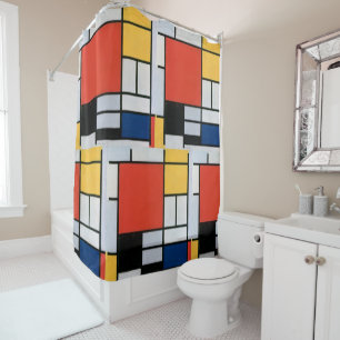 Rideaux De Douche Composition Abstraite Vintage par Piet Mondrian