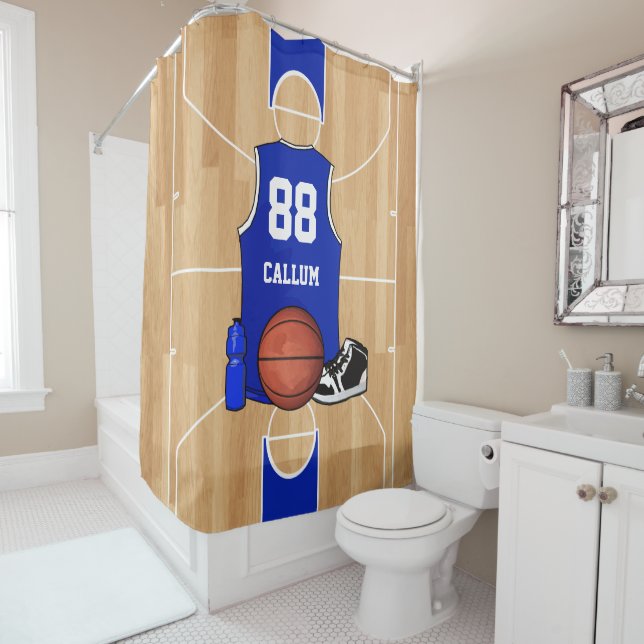Rideaux De Douche Concepteur de basket-ball personnalisable (En situation)