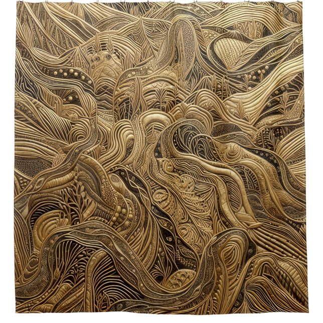 Rideaux De Douche Conception abstraite de l'or dimensionnel (Devant)