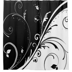 Rideaux De Douche Conception abstraite en noir et blanc