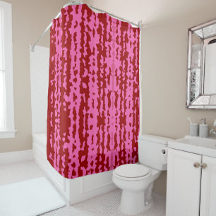 Rideaux De Douche Conception Abstraite Irrégulière Rose Marron Rouge