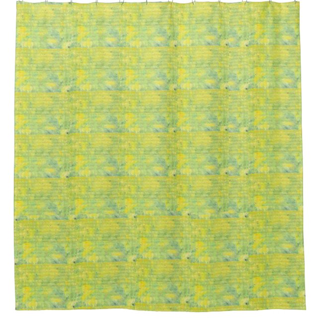 Rideaux De Douche Conception abstraite jaune et verte (Devant)
