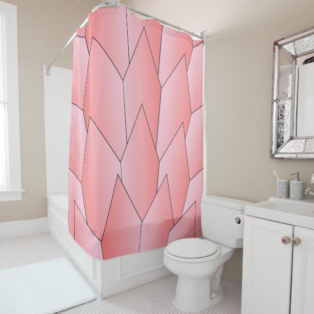 Rideaux De Douche Conception Art Déco Rose (En situation)