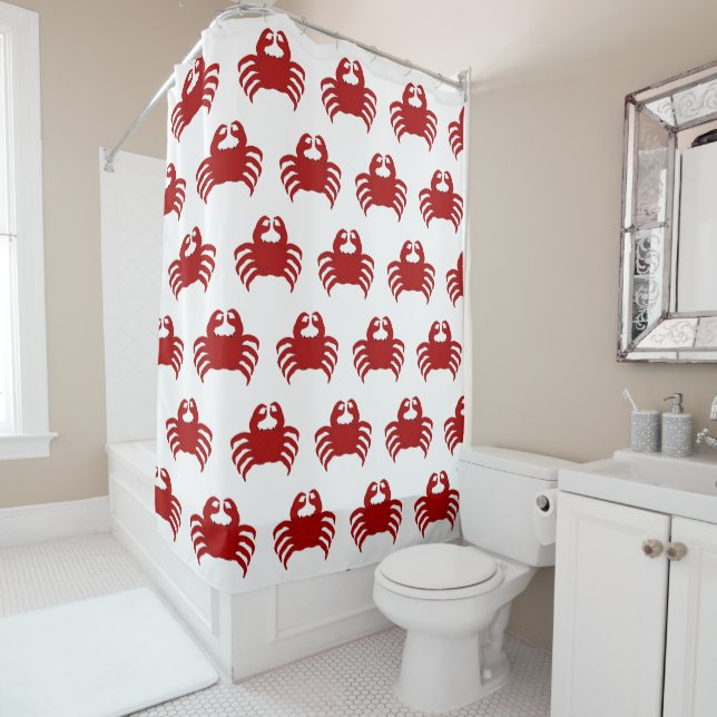 Rideaux De Douche Conception Crabe Rouge (En situation)