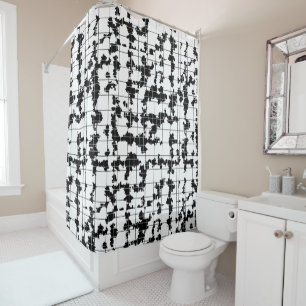 Rideaux De Douche Conception d'art abstrait organique noir et blanc