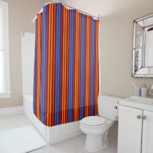 Rideaux De Douche Conception de bandes verticales orange rouge bleu