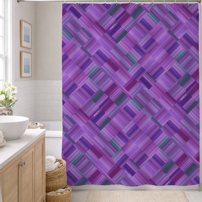 Rideaux De Douche Conception de bloc violet (Créateur téléchargé)