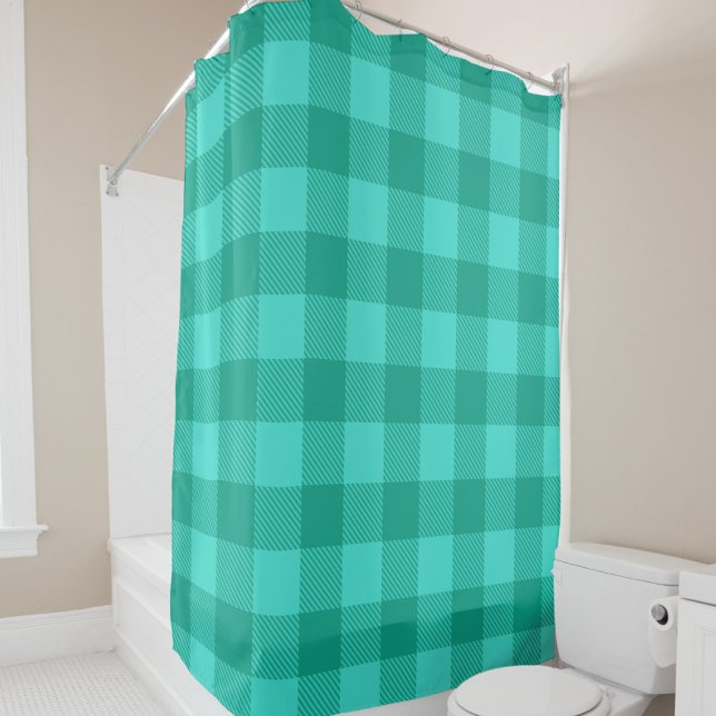 Rideaux De Douche Conception de carreaux à carreaux gingham sarcelle (Créateur téléchargé)