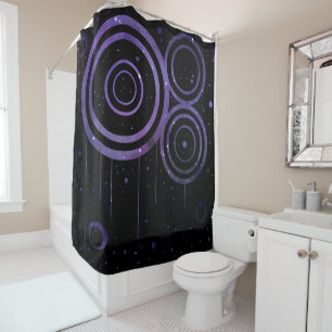 Rideaux De Douche Conception de cercles d'espace violet foncé abstra