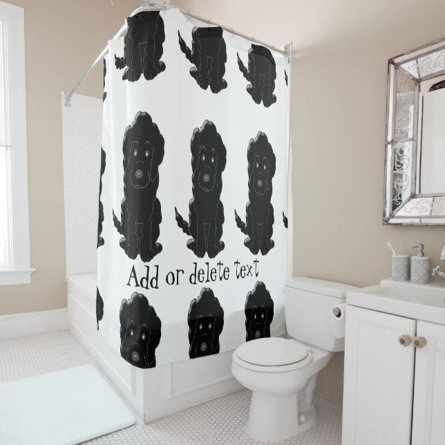 Rideaux De Douche Conception de chien Goldendoodle noir (En situation)