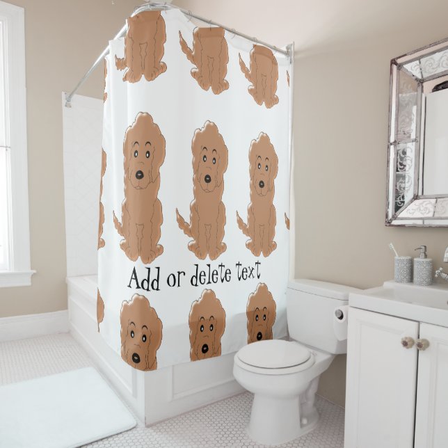 Rideaux De Douche Conception de chien Goldendoodle rouge (En situation)