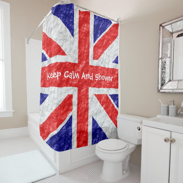 Rideaux De Douche Conception de drapeau Union Jack (En situation)