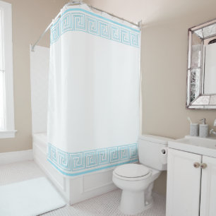 Rideaux De Douche Conception de frise grecque bleue