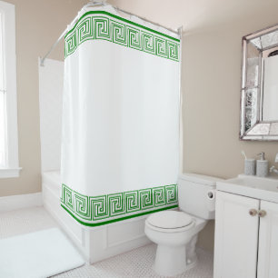 Rideaux De Douche Conception de frise grecque verte