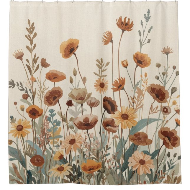 Rideaux De Douche Conception de jardin de fleurs sauvages de Terre b (Devant)